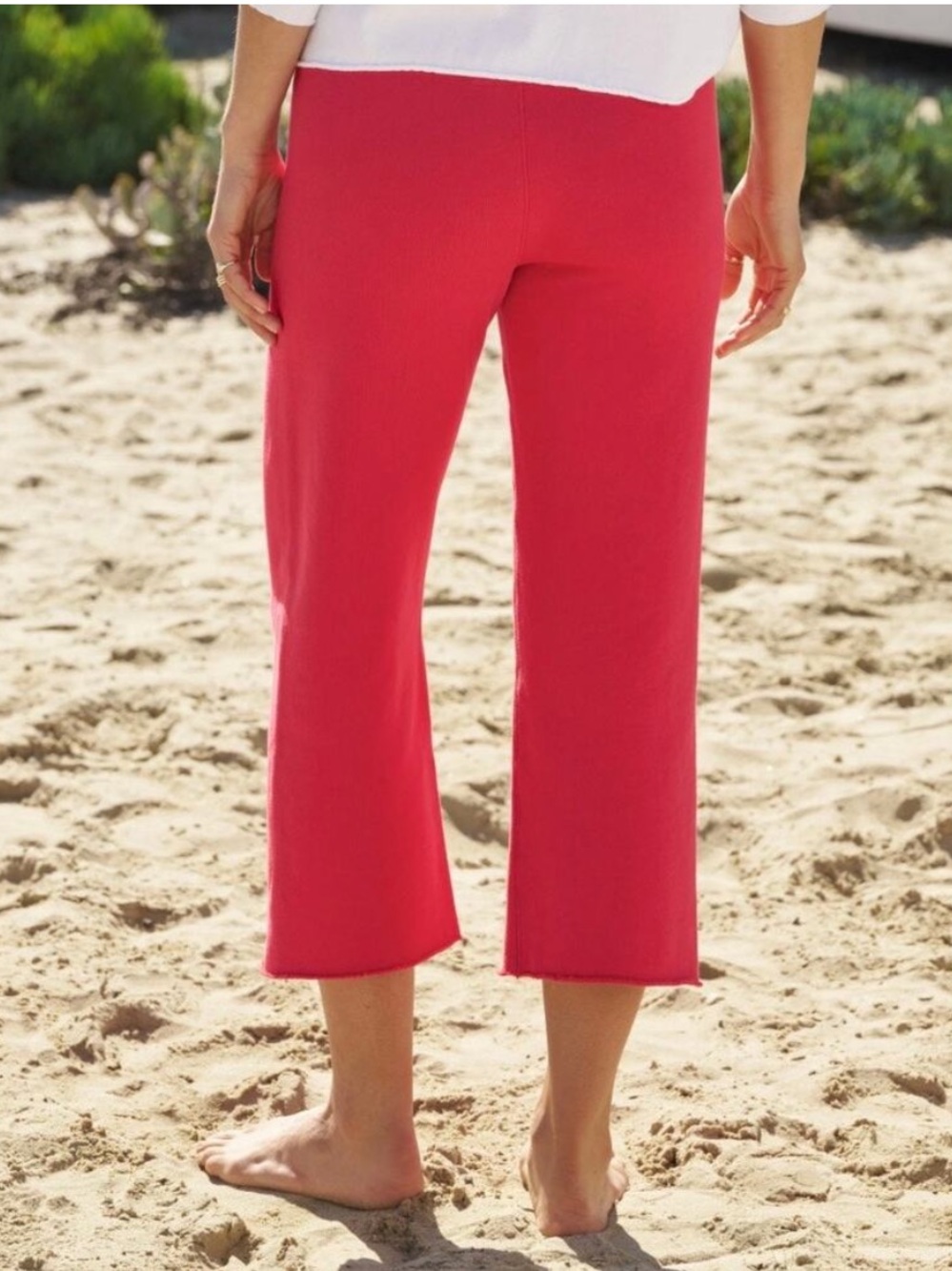 NWOT Frank & Eileen Catherine Favorite Red Cotton Crop Sweatpants Sz L - Picture 2 of 16